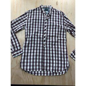 Paul Smith Jeans Button Down Shirt M Burgundy White Checked Long Sleeve Fitted